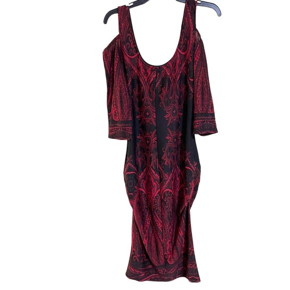 Venus dress size Large black red side gathered cold shoulder dress. - Picture 9 of 13